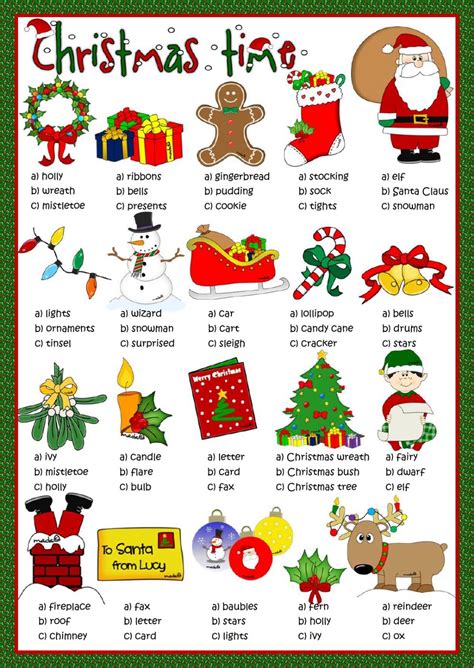 These christmas worksheets are more fun than work. Christmas time - multiple choice worksheet
