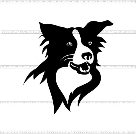 Border Collie Head Face Dog K 9 Canine Puppy Design Art Logo Etsy