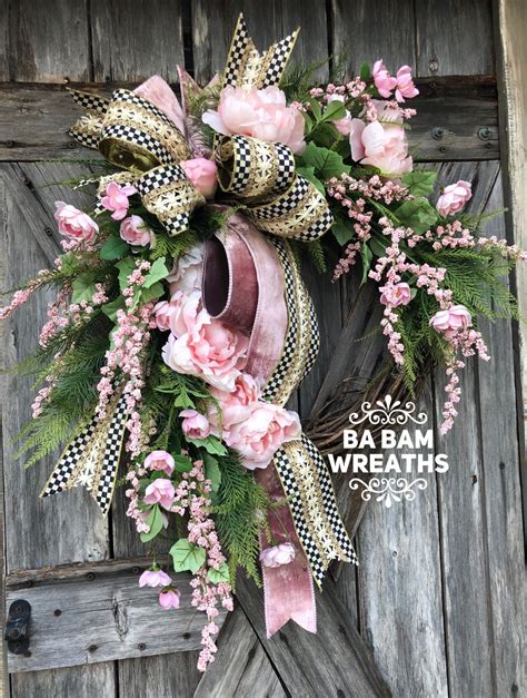 Summer Wreath Pink Wreath Wreath For Front Door Wreath Etsy Pink