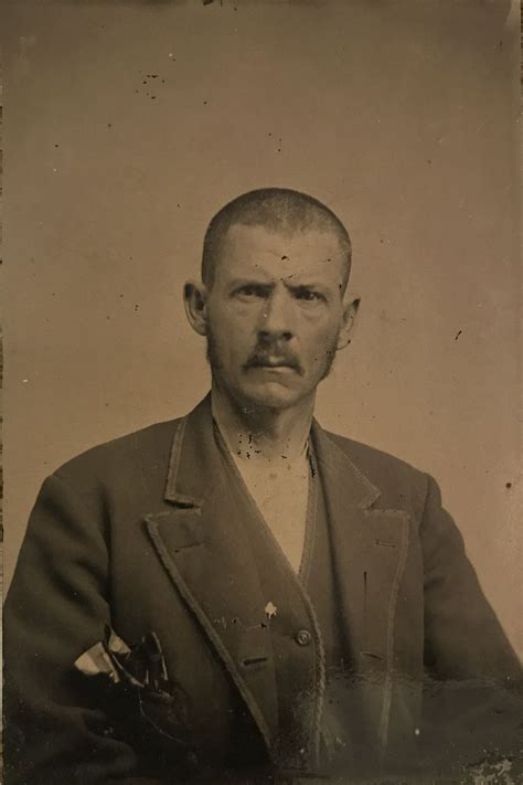 Cole Younger on a sixth plate tintype. Original image from the collection of P. W. Butler ...