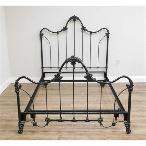 Vintage French Shabby Chic Cast Iron White Full Bed Frame Queen