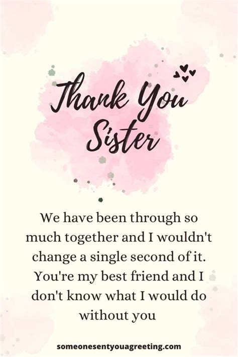 say thank you to your sister with these thank you message and note examples to express your