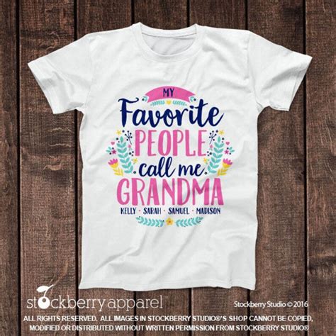 My Favorite People Call Me Grandma Shirt Grandchildren Names Etsy