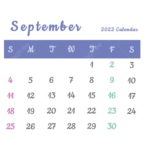 The 2022 Blue Color Calendar In September September Calendar 2022