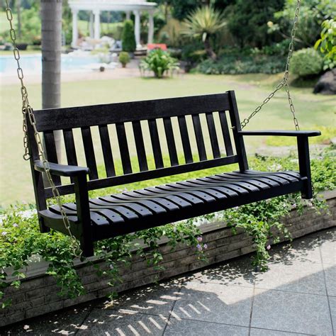 2022 Best Of Casual Thames Black Wood Porch Swings