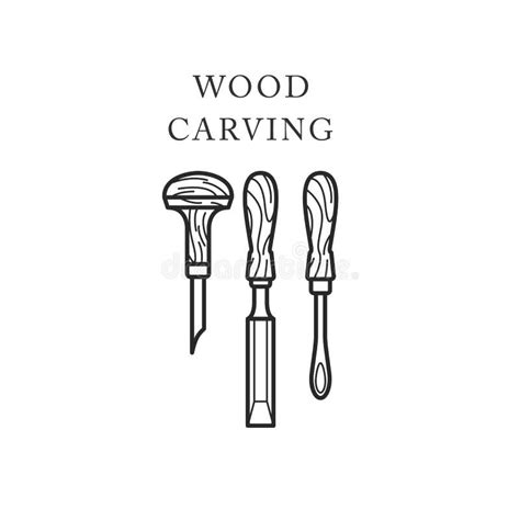 Wood Carving Tools Icon Logo With Chisels Timber Engraving Emblem