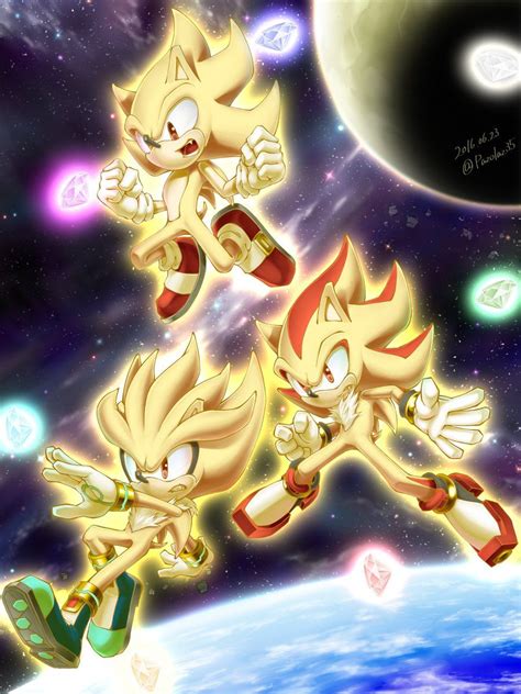 Sonic Shadow And Silver In Their Super Forms Desenhos