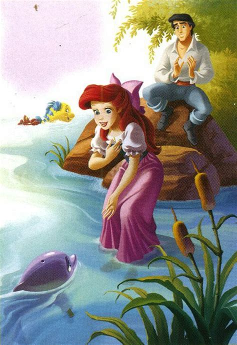 Eric And Ariel With Flounder And Sebastian Disney Art Disney Little