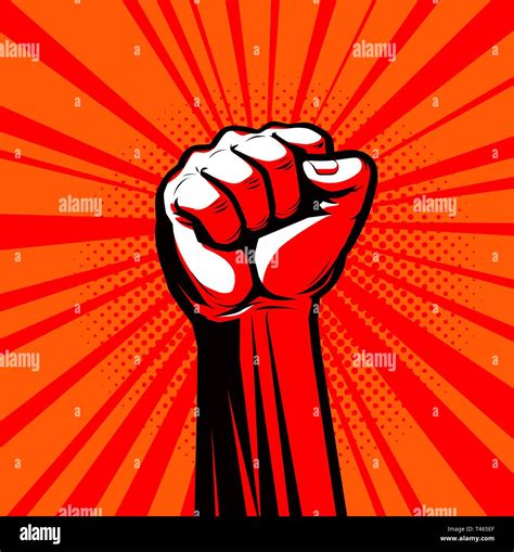 Raised Hand With Clenched Fist Vector Illustration Stock Vector Image