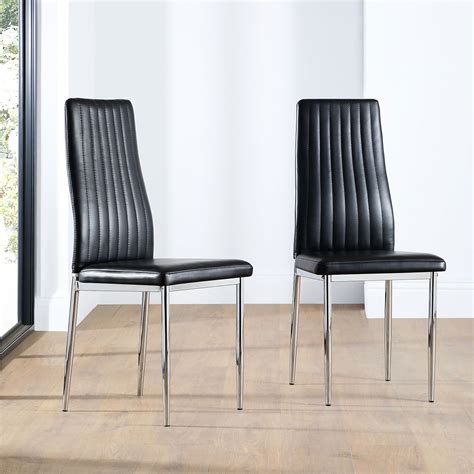 Leon Black Leather Dining Chair Chrome Leg Furniture Choice