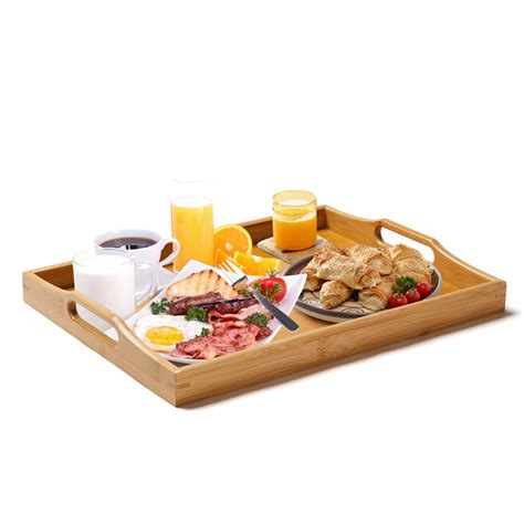 Buy Large Wooden Trays For Serving Bamboo Serving Tray With Handles