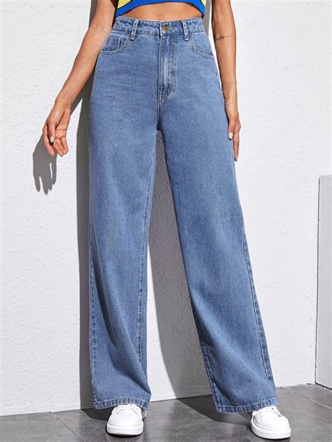 High Waisted Distressed Baggy Jeans Without Bag Denim Women Wide Leg