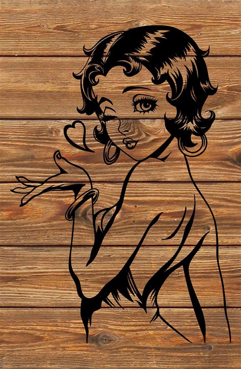 Png Svg File Betty Boop Cartoon Stencil For Cricut Vinyl Etsy