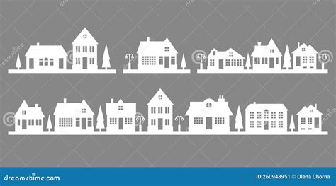 Silhouette Of Houses On The Skyline Suburban Neighborhood Landscape