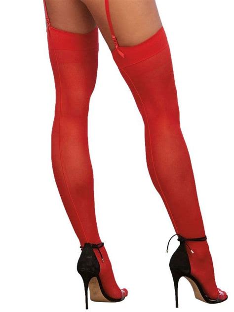 Plus Size Red Back Seam Thigh Highs Sheer Red Thigh High Stockings