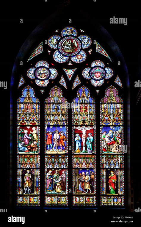 Stained Glass Window Of The Basilica Of The Holy Blood In Bruges