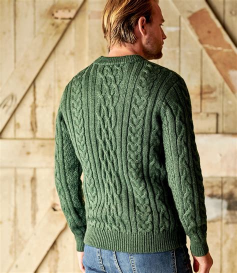 Dark Forest Mens Pure Wool Aran Knitted Sweater Woolovers Us