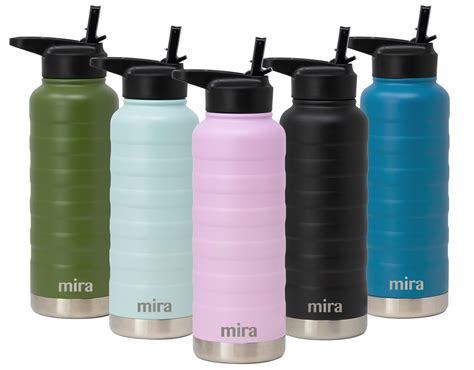 Mira 32 Oz Stainless Steel Vacuum Insulated Ridge Water Bottle Double
