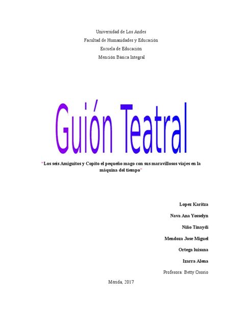 Caracteristicas Del Guion Teatral Gufa