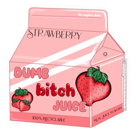 Dumb Bitch Juice Vinyl Sticker Or Magnet 3x3in Pink Strawberry 1