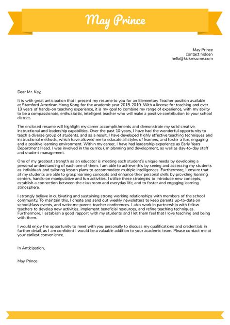 Teachers Cover Letter Templates