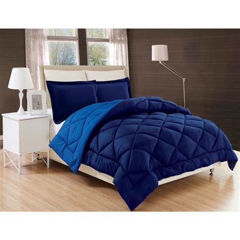 Avery homegrown navy tassels cotton lyocell comforter set. Elegant Comfort Down Alternative Navy and Light Blue ...