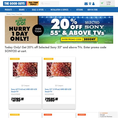 20 Off Selected Sony Tvs 55 Inch And Above The Good Guys Ozbargain