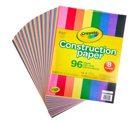 Crayola Construction Paper 96 Sheets 9 X 12 8 Colors Crown