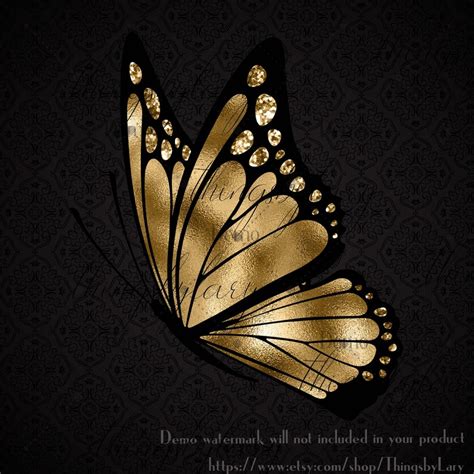 15 Gold Glitter Foil Butterfly Clip Arts 300 Dpi Instant Etsy