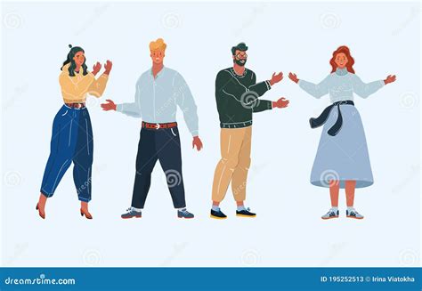 Vector Illustration Of Group Cartoon People On White Background Men