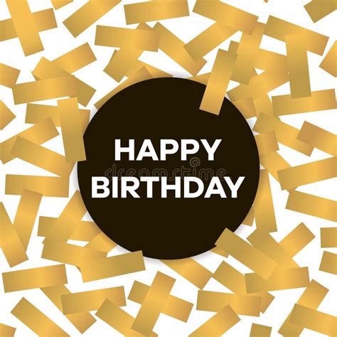 Happy Birthday Card With Golden Confetti Vector Illustration Stock