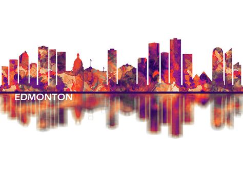 Edmonton Canada Skyline Mixed Media By Nextway Art Pixels