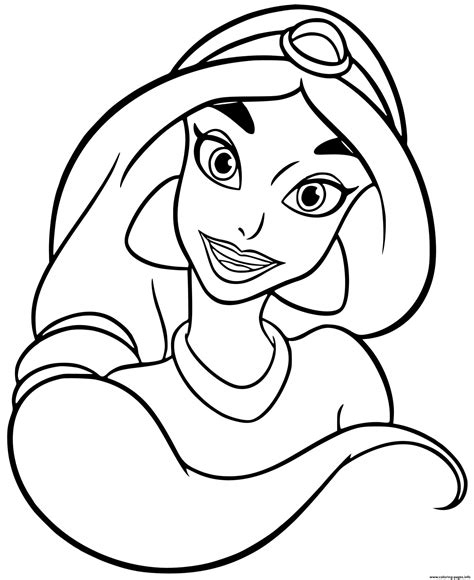 Disney Princess Jasmine From Aladdin Coloring Page Printable
