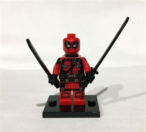 1 X Superhero Minifigures Deadpool With Extra Head Custom Lego