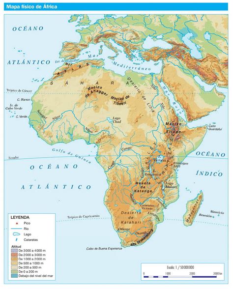 Mapa Físico De África Aprende Geografía Historia Arte Tic Y