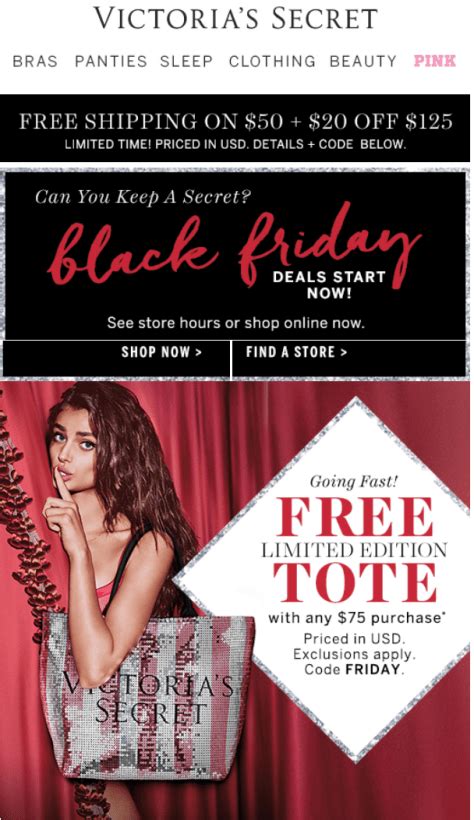 Victorias Secret Black Friday 2018 Sale And Free Tote Bag Blacker Friday
