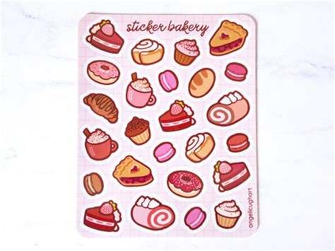 Sticker Bakery Sticker Sheet Cute Aesthetic Food Desserts Etsy