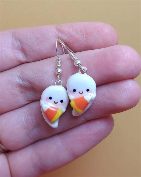 Polymer Clay Ghost Earrings Ghost Halloween Earrings Cute Etsy