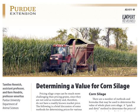 Determining A Value For Corn Silage Center For Commercial Agriculture