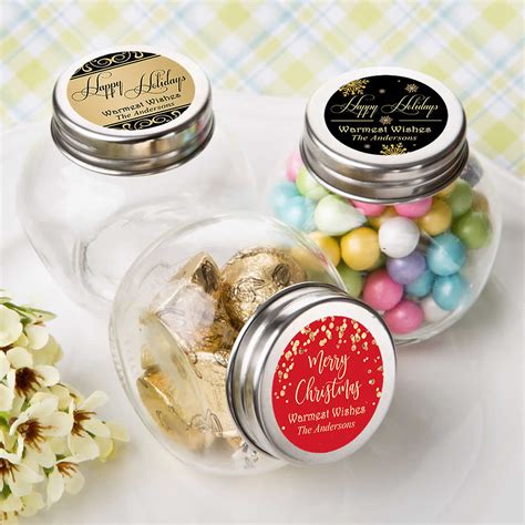 Personalized Glass Candy Jar Holiday Favors Free Assembly