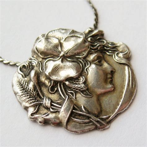 Vintage Art Nouveau Sterling Silver Repousse Womans Face Etsy Face