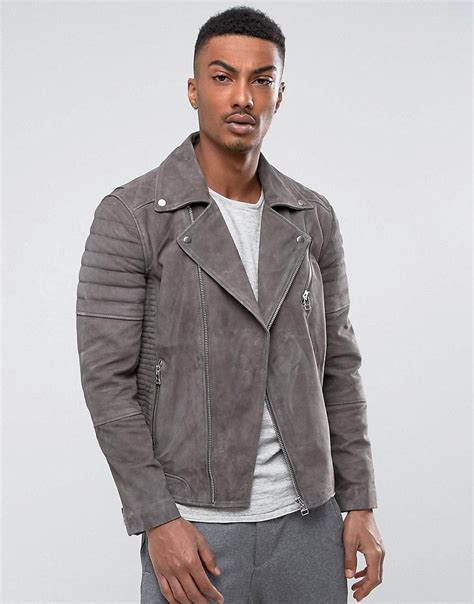 Selected Suede Biker Jacket Gray Grey Leather Jacket Leather Jeans