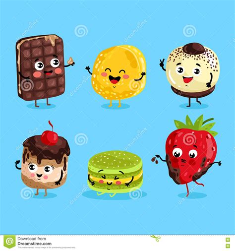 Funny Sweet Food Characters Cartoon Stock Vector
