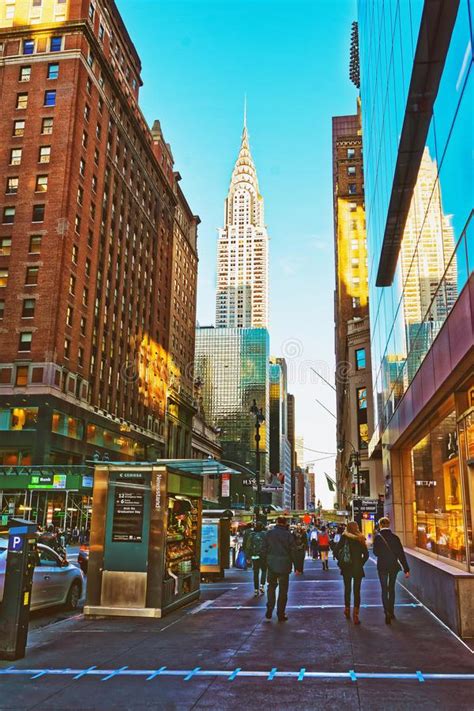 East 42nd Street And Madison Avenue And Chrysler Building Editorial