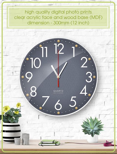 12 Inch Non Ticking Wall Clock Silent Wall Clock Living Etsy
