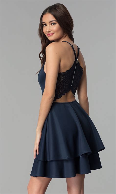 Though in this country, probably more than in any. Short Navy Blue Wedding-Guest Tiered Dress