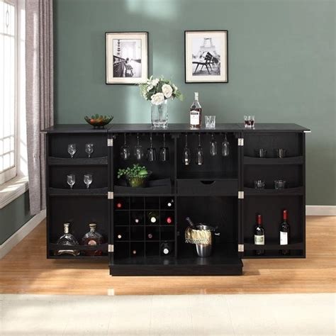 Proman California Fold A Way Black Wood Bar Cabinet On Sale