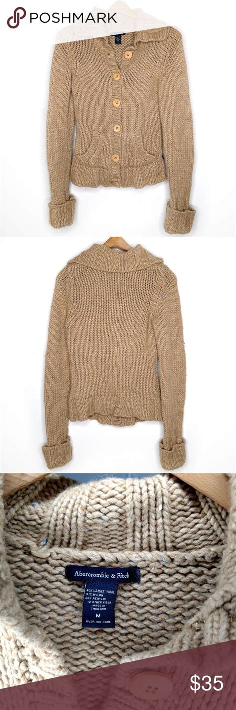 Abercrombie And Fitch Lambs Wool Cardigan Tan Wool Cardigan Clothes Design Fashion Design