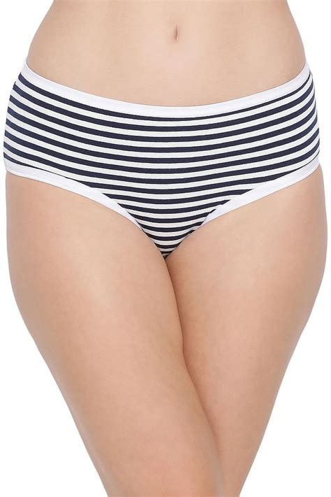Buy Cotton Mid Waist Striped Hipster Panty In White Online India Best