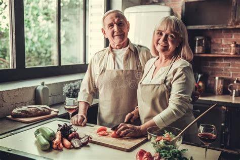Old Couple In Kitchen Stock Image Image Of Love Female 97136749
